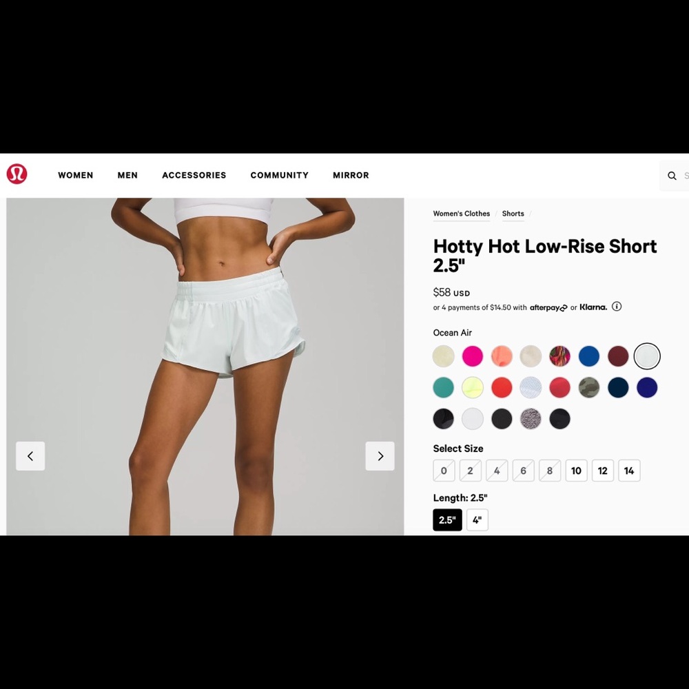 Lululemon Hotty Hot Low-Rise Short 2.5” - White
